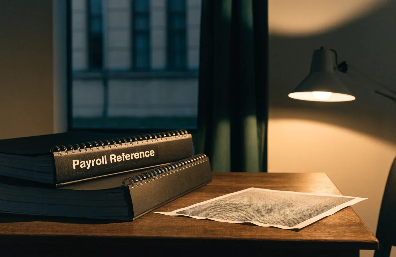Flat comparison rows of payroll software bands on a register strip