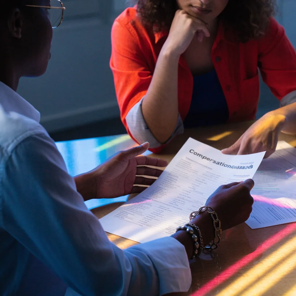 Finance and people-ops team at a whiteboard planning headcount and pay models by hiring month